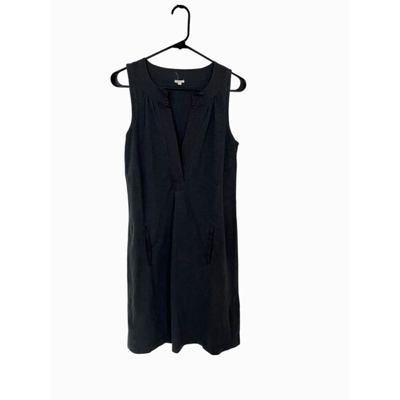 J Crew Dress Women S Sleeveless V-Neck Kangaroo Pocket Cotton Shift Dress Black - Picture 7 of 7